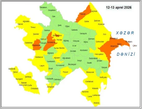 Küləkli hava şəraiti ilə bağlı sarı və narıncı xəbərdarlıq