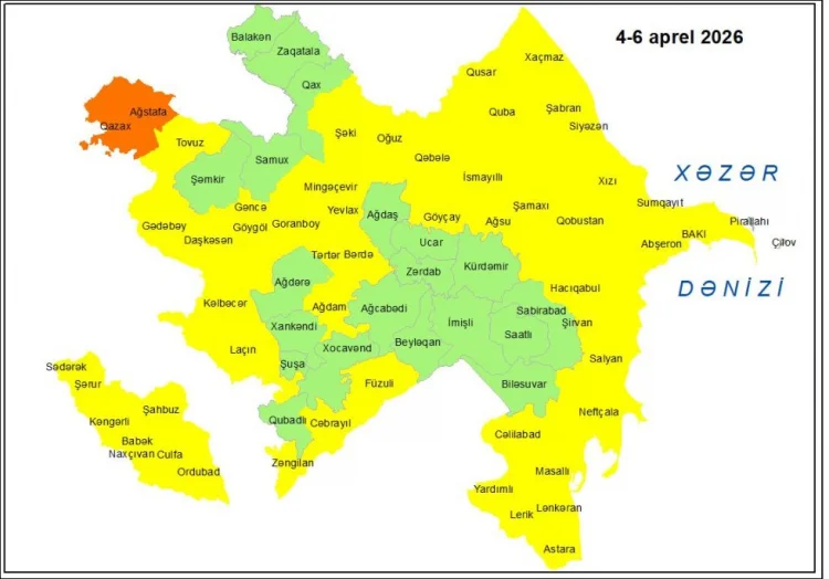 Küləkli hava şəraiti ilə bağlı sarı və narıncı xəbərdarlıq