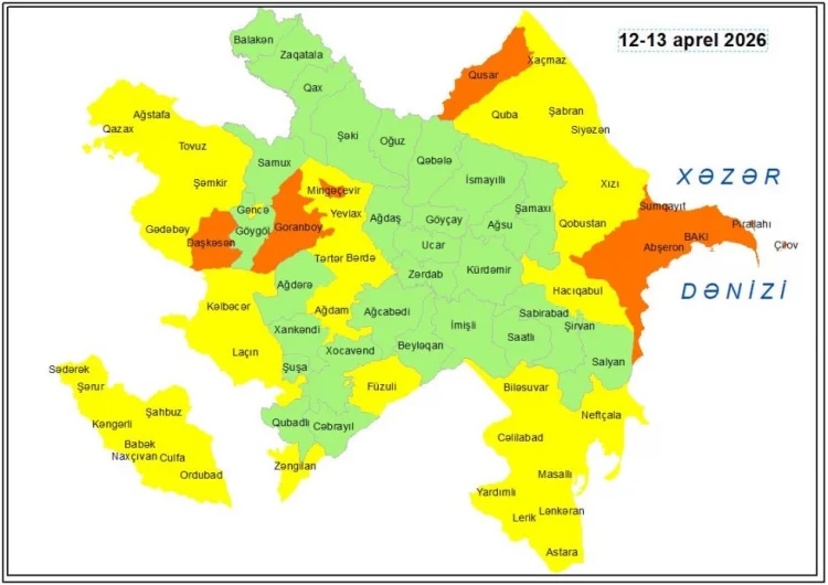 Küləkli hava şəraiti ilə bağlı sarı və narıncı xəbərdarlıq