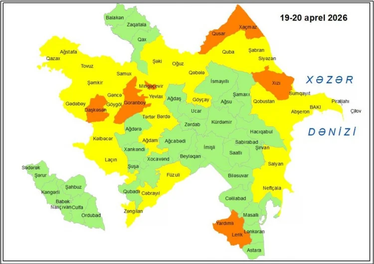 Sərt küləklə bağlı sarı və narıncı xəbərdarlıq verilib
