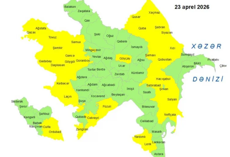 Küləkli hava şəraiti ilə bağlı sarı xəbərdarlıq verilib